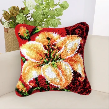 

Flowers Latch Hook Pillow Set Kits Cushion Latch Hook DIY Hand Crafts For Needlework Embroidery Sets Isolon Rolls Foamiran 3D F