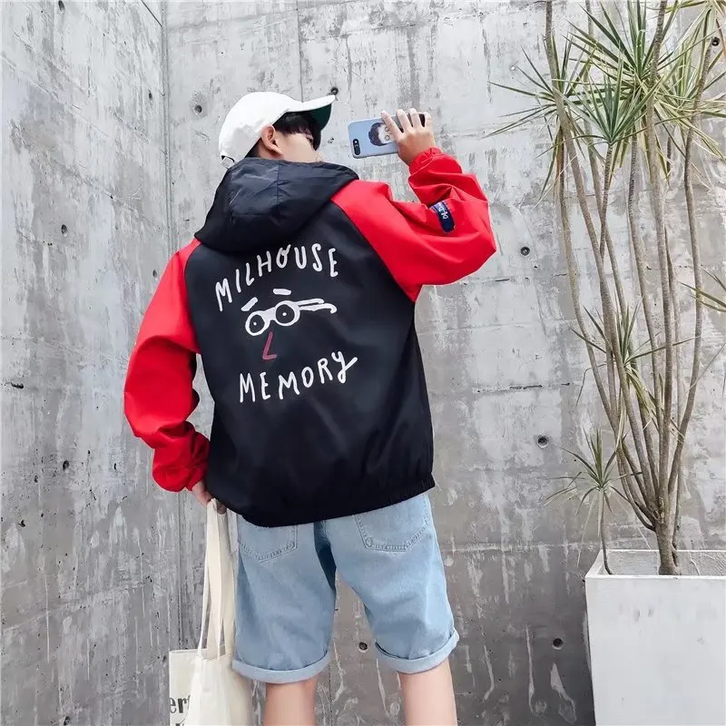 

Korean-style Loose-Fit Hooded Jacket on Clothes Trend Couples BF Style Sunscreen Summer Thin Section Casual MEN'S Coat