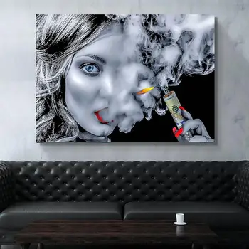 

Wall Artwork Modern Poster Woman Smoking Canvas Painting Modular Print Cool Picture Home For Living Room Club Decor Fashion Gift