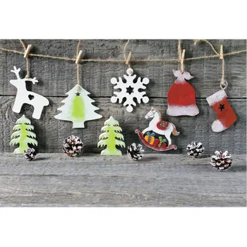

Cartoon Christmas Tree Backdrop Vintage Wooden Board Background Newborns Photography Xmas Family Party Decoration Photo Booth