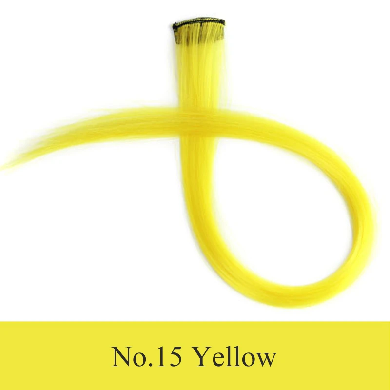 Длинные прямые накладные волосы на заколках для женщин, шнурок, синтетический конский хвост, чёрный, коричневый цвет, термостойкие шиньоны - Color: Yellow