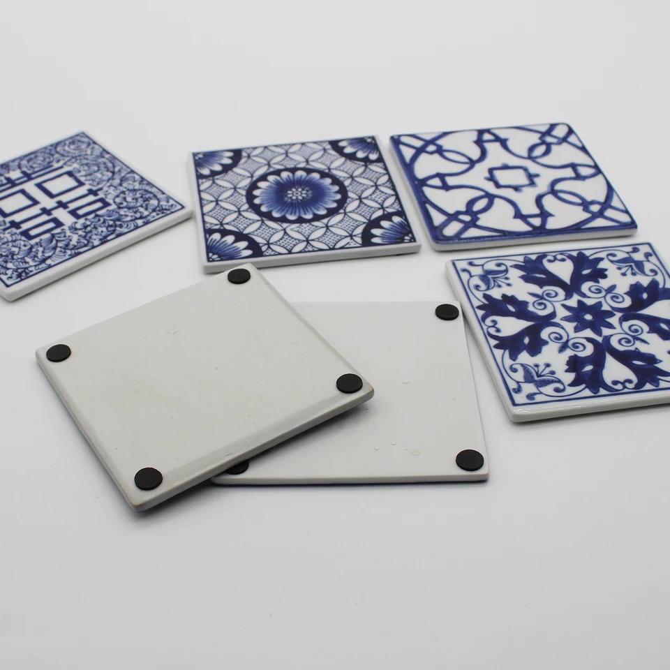 Set di 24 sottobicchieri in ceramica per fai da te, 10 x 10 cm, per pittura fai da te, in ceramica, per piastrelle non smaltate, sottobicchieri in sughero, bicchieri, inchiostri artistici, pittura