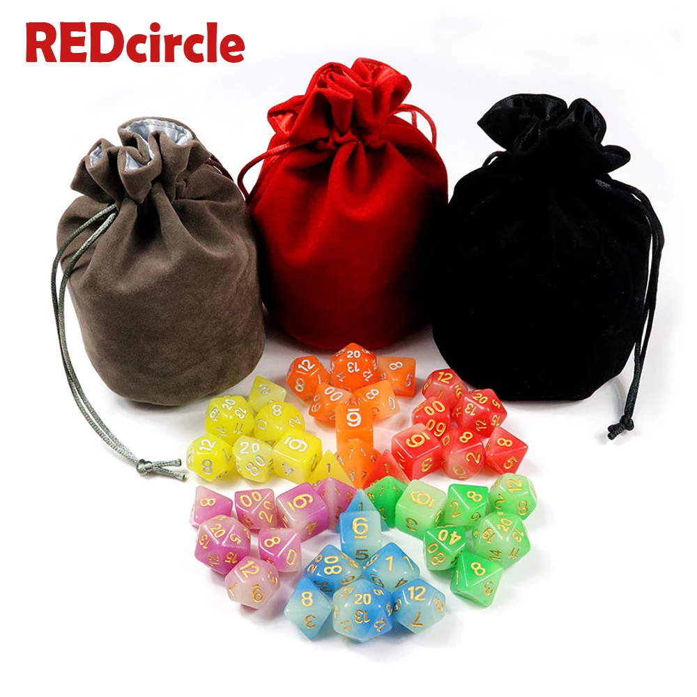 Two Mix Color Glow In The Dark Dice 7 Pc/set D4 D6 D8 D10 D10% D12 D20 for DnD RPG Portable Boardgame | Спорт и развлечения