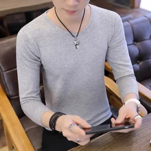Весна-Осень, повседневный мужской свитер, v-образный вырез, Одноцветный, облегающий, Вязанная одежда, мужские свитера, пуловеры, пуловер для мужчин C238