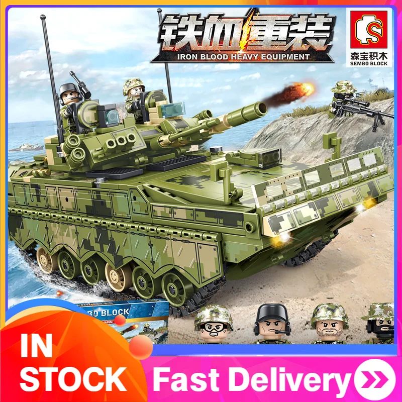 SEMBO 105731 910 шт MOC Technic серии строительные блоки ZBD 04 типа боевые машины для