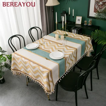Mantel nórdico de gamuza rectangular, mantel impermeable, cubierta de mesa de comedor, borla coreana, mantel para Bar, toalha de mesa