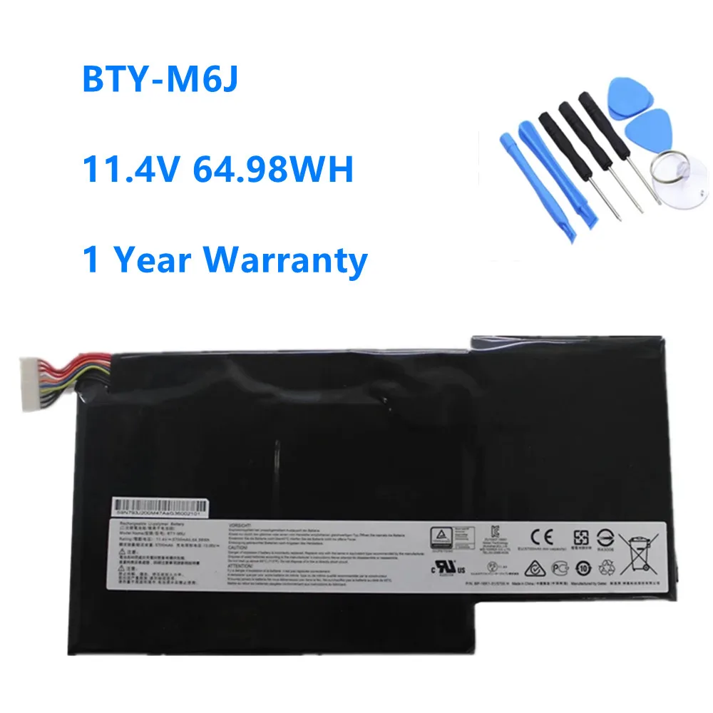 

BTY-M6J Laptop Battery For MSI GS63VR GS73VR 6RF-001US BP-16K1-31 9N793J200 Tablet PC MS-17B1 MS-16K2 11.4V 5700mAh/64.98WH