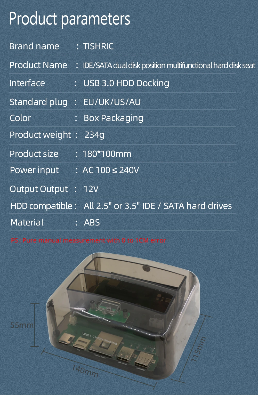 TISHRIC док-станция для жесткого диска ing станция IDE SATA 2 в 1 док-станция для жесткого диска внутренний жесткий диск для 2,5 3,5 дюйма SSD Disk Case Reader USB 2,0