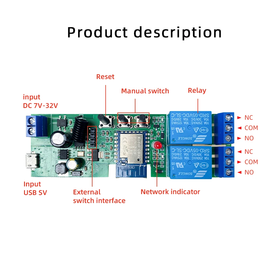 Tuya inteligentne Wifi elektryczny siłownik liniowy kontroler, DC AC 12V 24V 32V 2 kanałowy przełącznik, RF433 zdalnego, 2CH przekaźnik modułu impulsowego