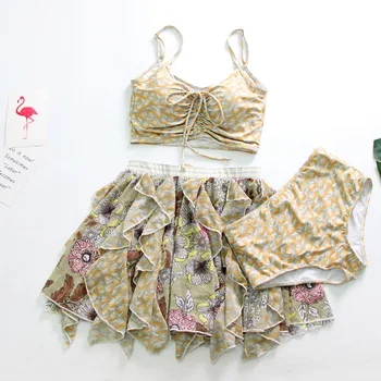 

Women Push Up Bikini Set Bathing Suit Swimwear Printed Summer Sexy Swimsuit Biquinis Underwire 2020 Female Swim Suits with Skirt