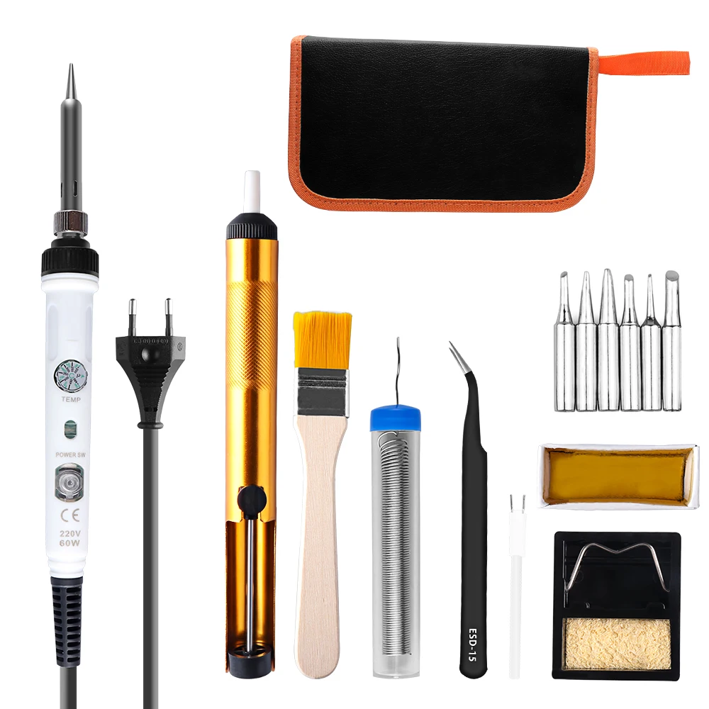 I 80W/60W EU US Soldering iron kit adjustable temperature LCD solder welding tools Ceramic heater soldering tips Desoldering Pump - Цвет: I