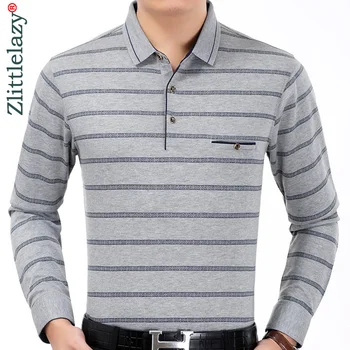 

2019 brand casual striped fitness long sleeve polo shirt men poloshirt jersey pocket mens polos tee shirts dress fashions 90306