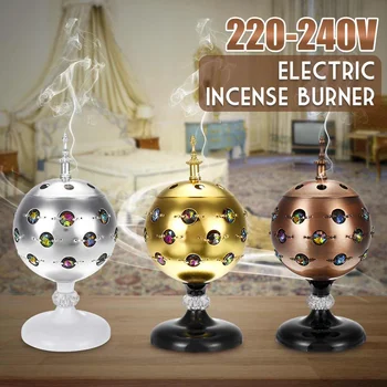 

EU Plug Portable Mini Electric Burner Incense Metal Burners Diamonds Round incense electric incense burner