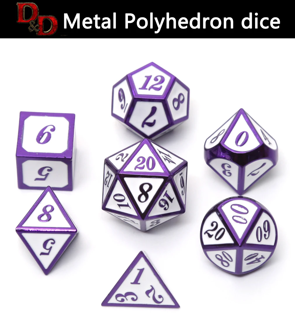 CHENGSHUO металлические игральные кости DND наборы RPG эмаль кубики Подземелья и Драконы настольная игра многогранный твердый сплав цинка D20 12 10 8 6 4