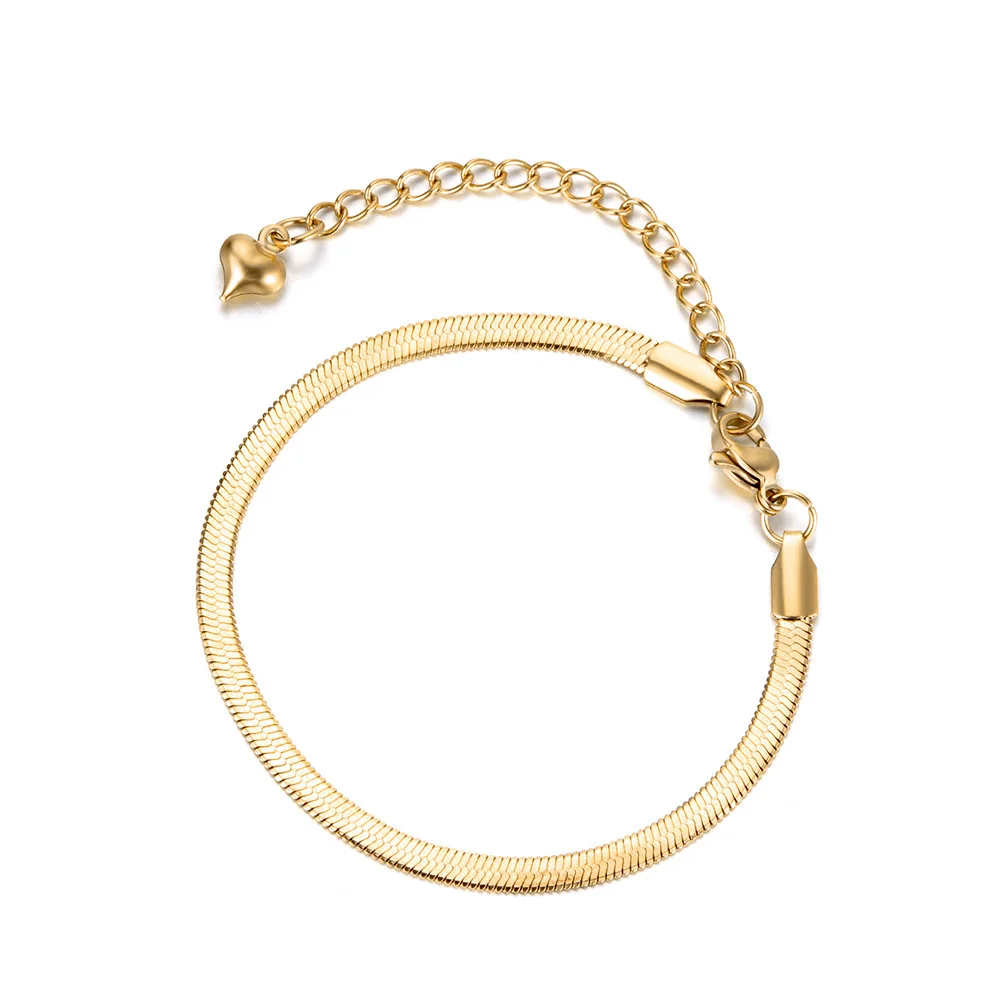 316L Stainless Steel Snake Chain Thin Bracelets For Women Girls Rose Gold Plated Bohemia Party Blade Bracelet B18075 Lokaer