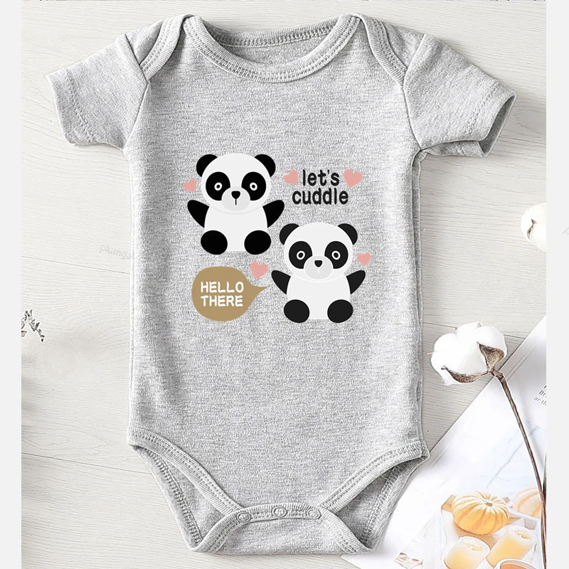 Panda Let's Cuddle Baby Clothes Clothing for Babies Newborn Shower Gifts Cute Girl Boy Infant Romper Winter Jumpsuit Kids customised baby bodysuits