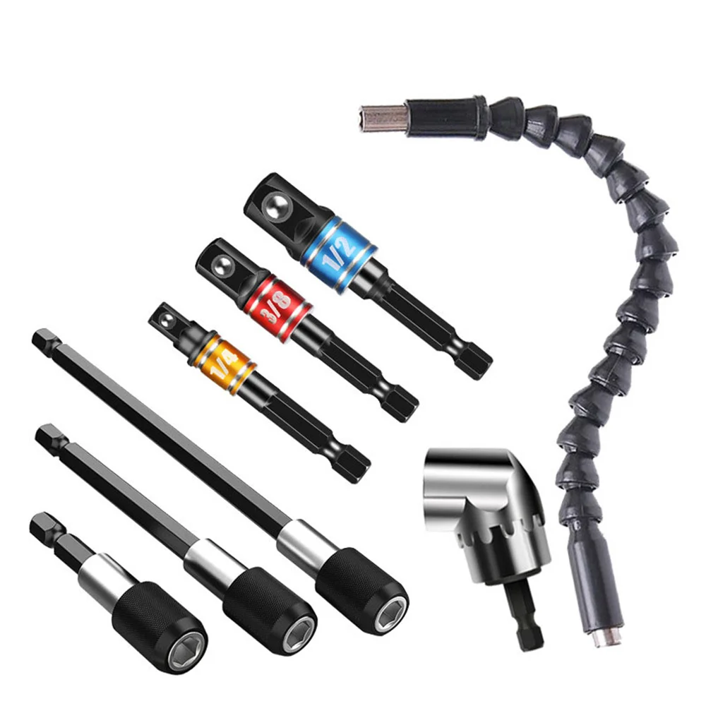 

Adjustable 105 Degree Right Angle Driver Screwdriver Tools Set for Drill or Screwdriver 1/4" Socket Adapter Tool