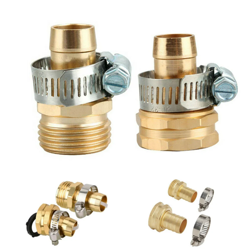 

1Set Water Connector Garden Brass Hose Repair Mender Kit Hose Connector 3/4 Male Female Connector Set Watering Irrigation System