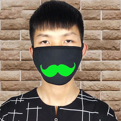 Moustache Толстая флуоресцентная маска мульти-стиль Висячие уха типа Хэллоуин личность тренд ужас череп голова зубы холодная дышащая маска - Цвет: Moustache