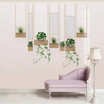 

Milofei manufacturers custom 3D small fresh three-dimensional green background wallpaper murals