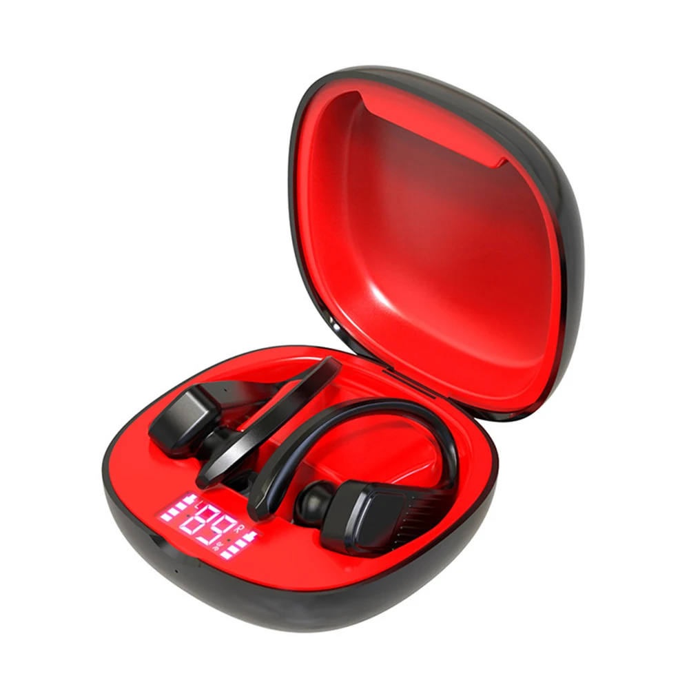 red Hangrui Bluetooth 5,0 наушники TWS Беспроводные спортивные водонепроницаемые наушники с цифровым дисплеем Prower для Android Ios - Цвет: red