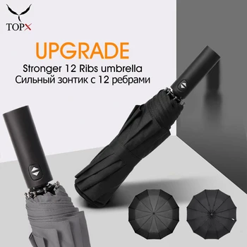 

Strong Wind Resistant Umbrella Rain Women 3Folding Automatic 12K Large Umbrellas Men Business Portable Long Handle Parasol