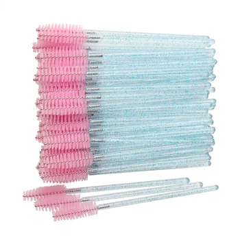 50 pcs Cosmetic Eyelash Brush  Crystal Mascara Wands Applicator Diamond Eyelashes brushes Disposable Make Up brushes Tools 1
