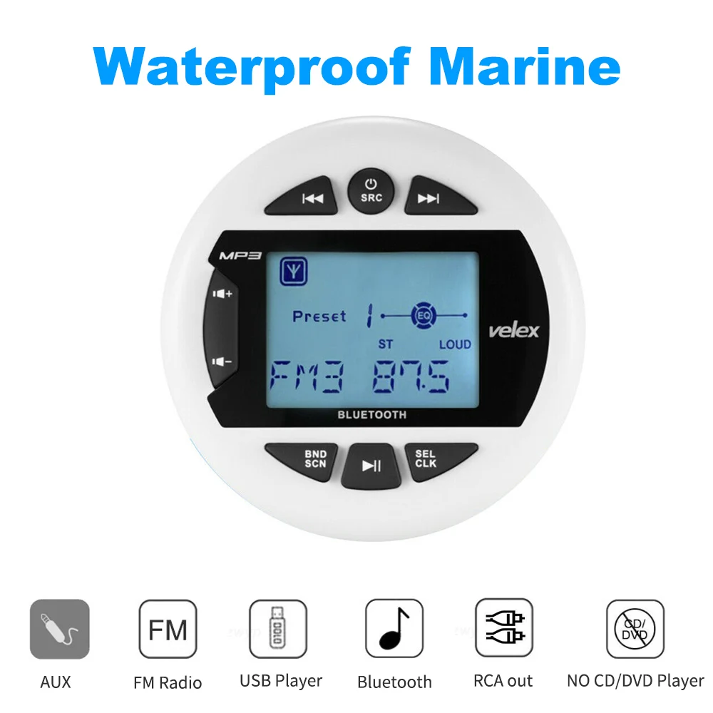 Waterproof Car Radio Stereo Player Digital Bluetooth Car MP3 Player Marine FM Radio Stereo Audio