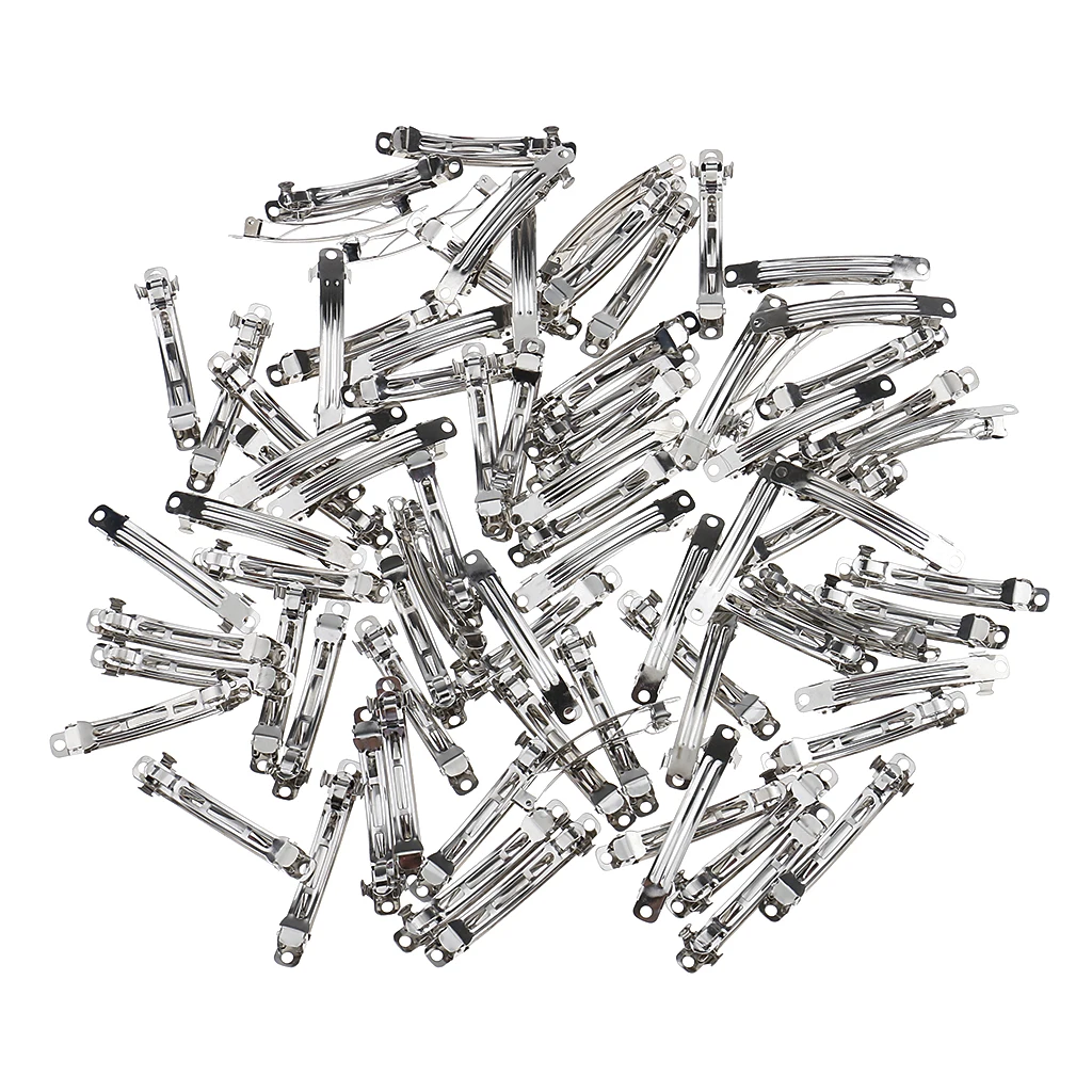50x Metal Blank French Barrette Hair Clips For Headdress Hair Bow Jewelry Making