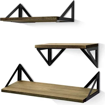 

Storage Floating Shelves Wall Mounted Wood Decorative Rack 3PCS Photo Flower Pot Vintage Holder for Bedroom Living Room Kitchen
