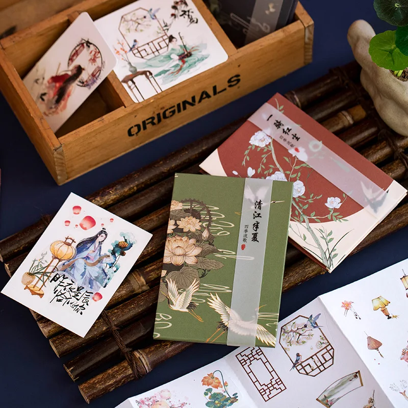 6Pcs/Pack Four seasons song series stickers For Kids DIY Diary Scrapbooking Photo Ablums | Канцтовары для офиса и дома