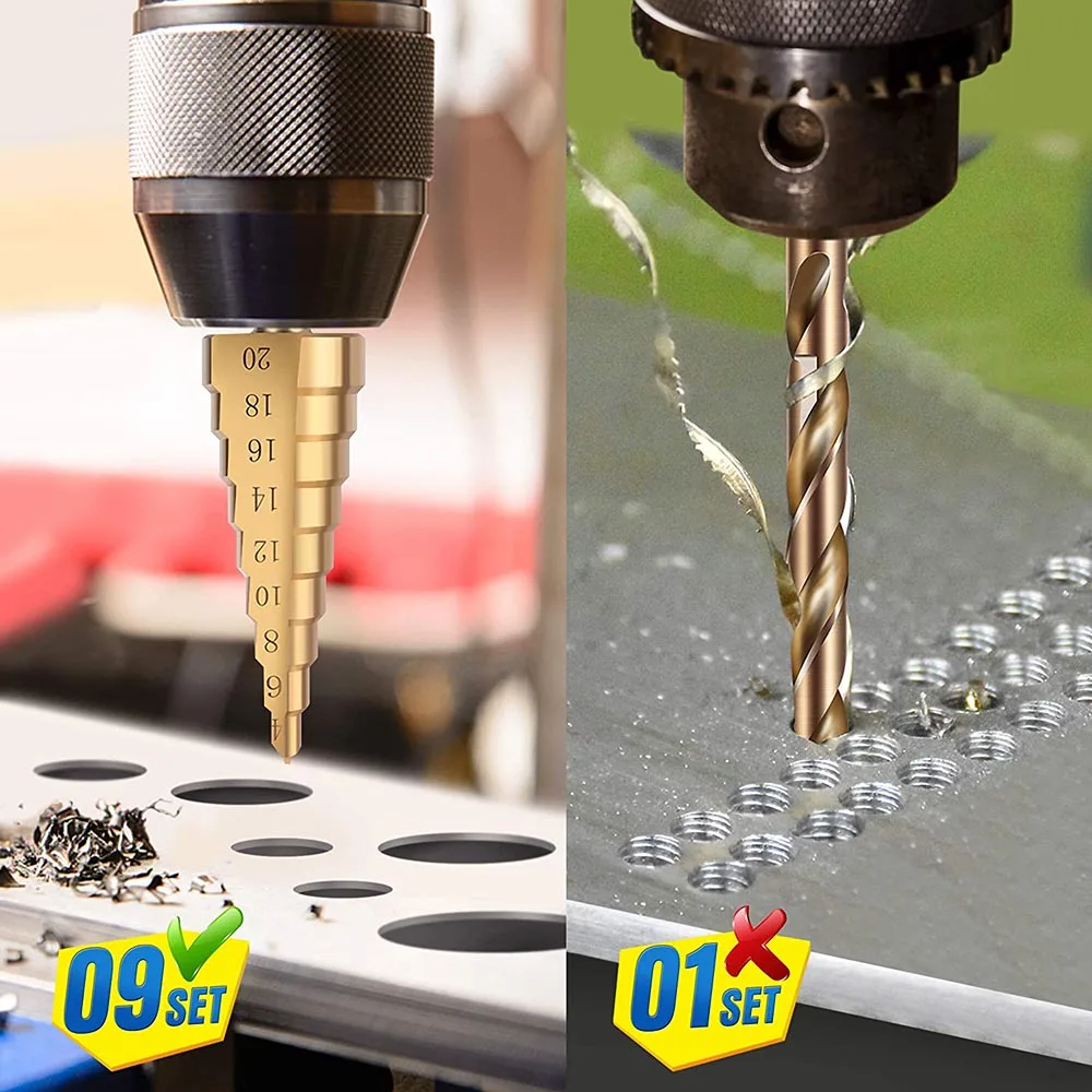 4-12 4-20 4-32 HSS Titanium Coated Step Drill Bit Drilling Power Tools Metal High Speed Steel Wood Hole Cutter Cone Drill step drill bit