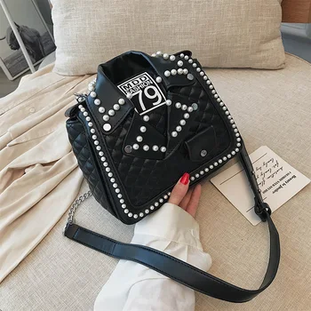 

Famous Designer Handbags Diamond Leather Pearls Beading Luxury Handbag Crossbody Messenger Bag Chain Clutches Women
