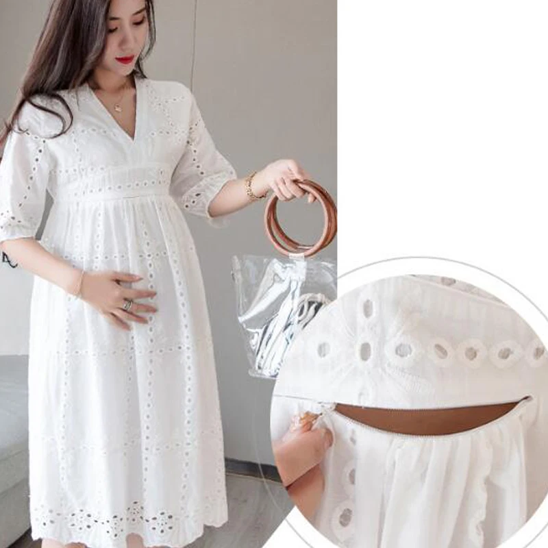 Delicate Hollow Out White Maternity 