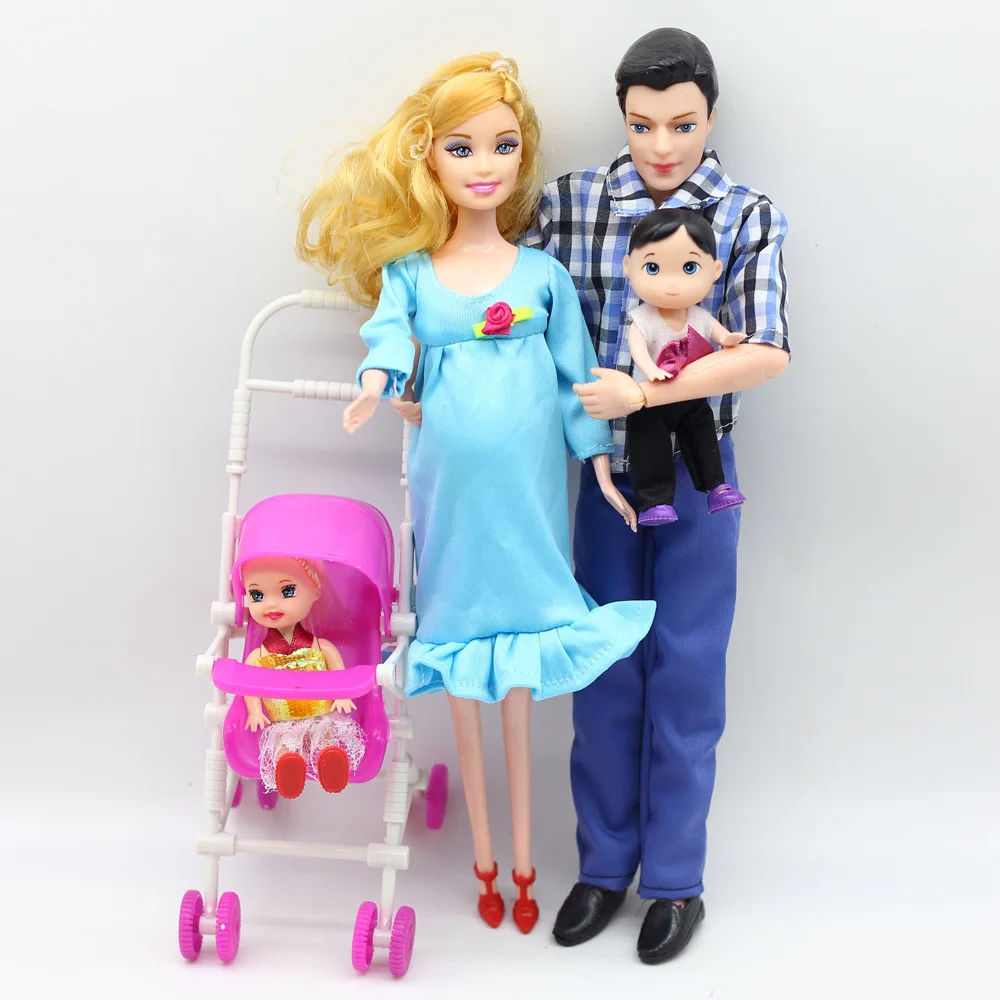 Toys doll 6 5 человек Семья куклы костюмы мама/папа/сын ребенок/Келли/карета девочки игрушки Мода беременных куклы детские игрушки подарок на день рождения кукла - Цвет: Toys doll 6