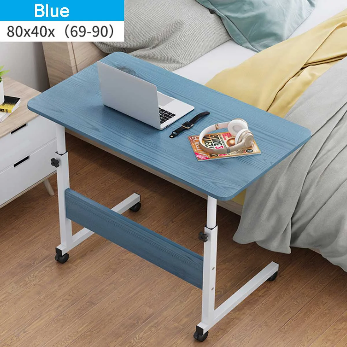 Laptop Warenkorb Roll Schreibtisch Mobilen Ständer Tragbare Caster Warenkorb Bett Seite Overbed Tabelle Computer Schreibtisch Studie Schreibtisch mit Abschließbar Caster
