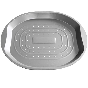 

Dish Kitchen Tool Baking Oven Carbon Steel Accessories Pizza Tray Oval With Hole Hotel Cooking Chips Roasting Home Multifunction