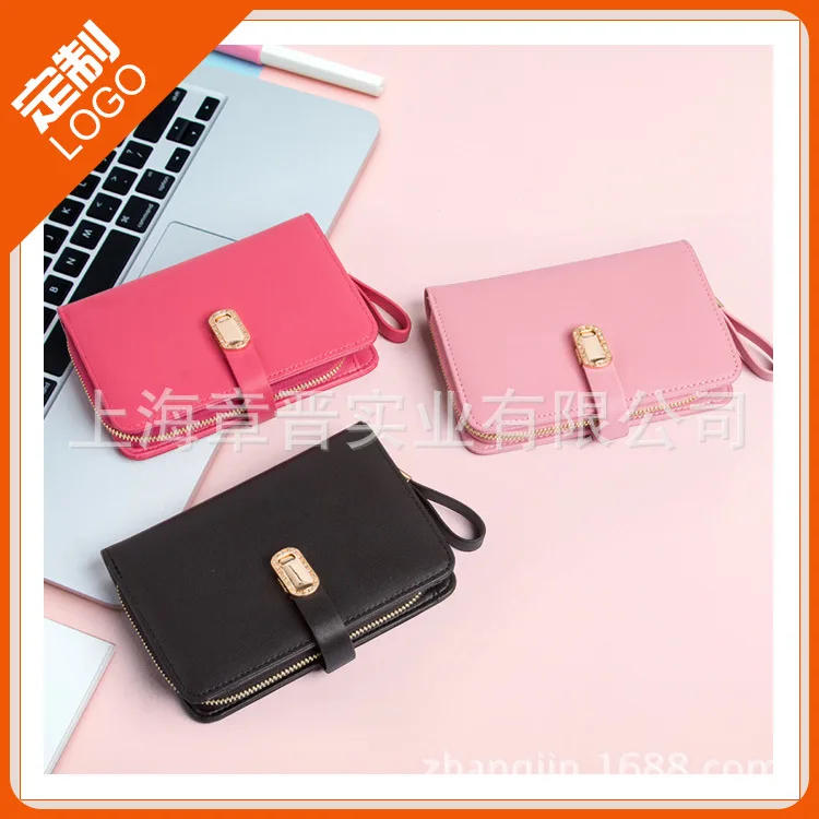 

WOMEN'S Leather Wallet Long Korean-style Purse Customizable Pressure Logo