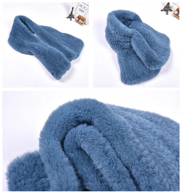 Autumn Winter New Mink Woven Fur Collar Female Fashion Warm Comfortable Scarf Men And Women Double-sided Luxury Cross Shawl