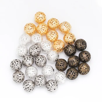 

100pcs Gold Round Metal Beads Spacer Beads End Seed Beads Hollow Beads Charm For DIY Bracelets Necklace Jewelry Making Wholesale