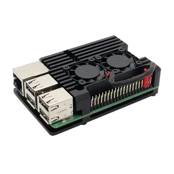 

For Raspberry Pi 3 Aluminum Case with Dual Cooling Fan Metal Shell Black Enclosure for RPI Raspberry Pi B/3B+