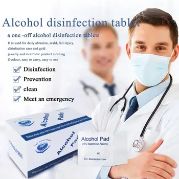 

100Pcs/Box Portable Universal Alcohol Pads For Disinfection Use Household Travel Outdoor First Aid Accessory Wipes