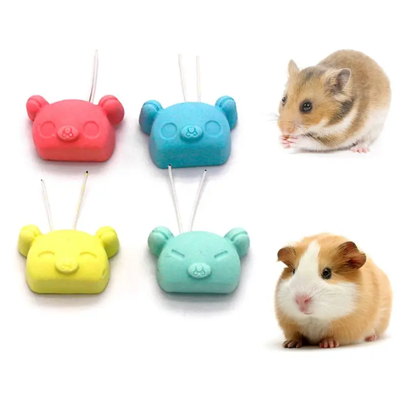 

Calcium Stone Small Pets Teeth Grinding Toys Pig Shape With Wire Hanging Cage Chew Oral Care Supplies For Hamster Squirrel