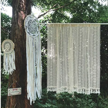 

American country nordic pastoral crochet 100%cotton thread weaving lace шторы partition cortinas curtain for living room LQ