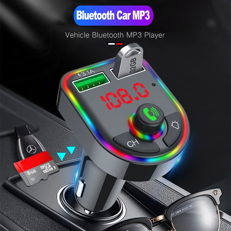 2022 Ambient Light Bluetooth 5.0 Fm Transmitter Car Mp3 Player Wireless  Handsfree Audio Receiver Usb Fast Charge Tf U Disk Play - Fm Transmitters -  AliExpress