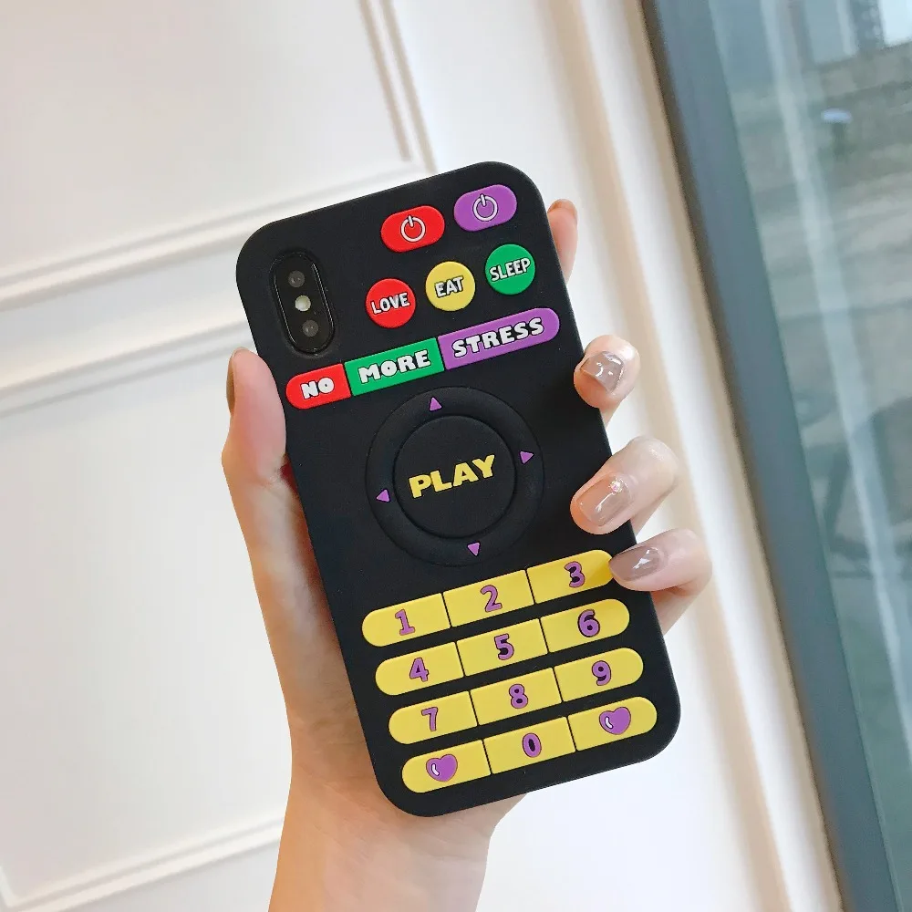 Для iPhone 11 11 Pro X XS XR XS Max 6 6s 7 8 Plus 3D мороженое пульт дистанционного управления мультяшный Мягкий силиконовый чехол задняя крышка для телефона