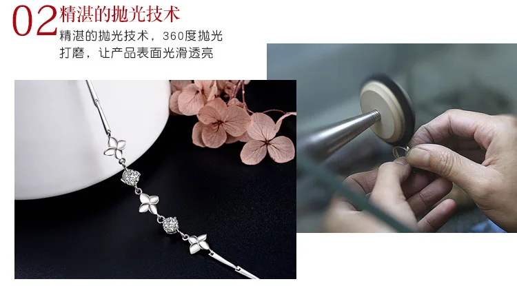 S925 sterling silver Korean version of the simple four-leaf clover bracelet for ladies