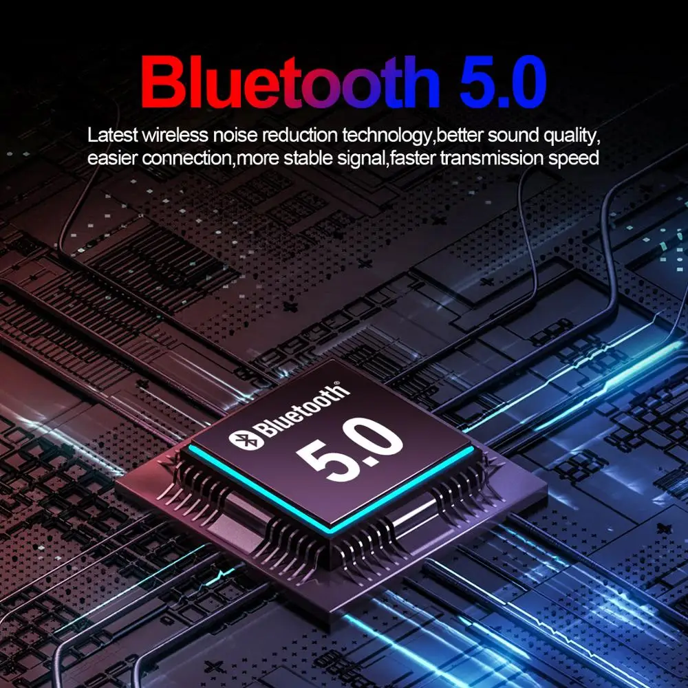 JEELOCK Bluetooth 5.0 Wireless Earphone 9D Stereo Sound Touch Control IPX7 Waterproof with 7000mAh LED Smart Power Charging Box