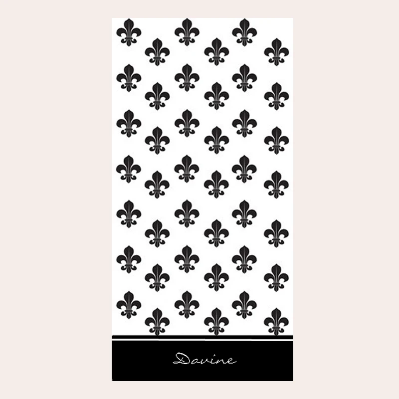 

Classy Black White Fleur De Lis Pattern Personalised Bath Towel Chic Beautiful Custom Geometric Beach Travel Towels Yoga Sauna
