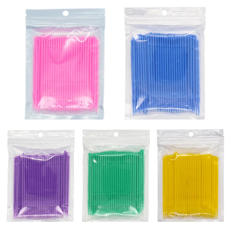 

SinSo 100pcs Disposable Microbrush Colorful Cotton Swabs Eyelash Brushes Cleaning Swab Eyelashes Remover Micro Brush Kit Tools